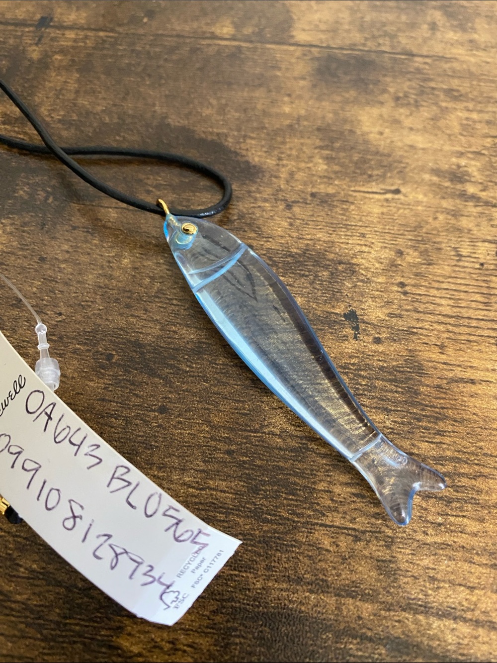 NWT MADEWELL Fish Charm Leather Cord Necklace - Picture 6 of 7